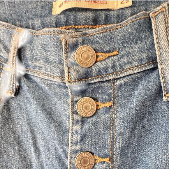 Levis Womens Mile High Cropped Wide Leg Jeans W 29 Button Fly Fisherman Sailor - Picture 5 of 15